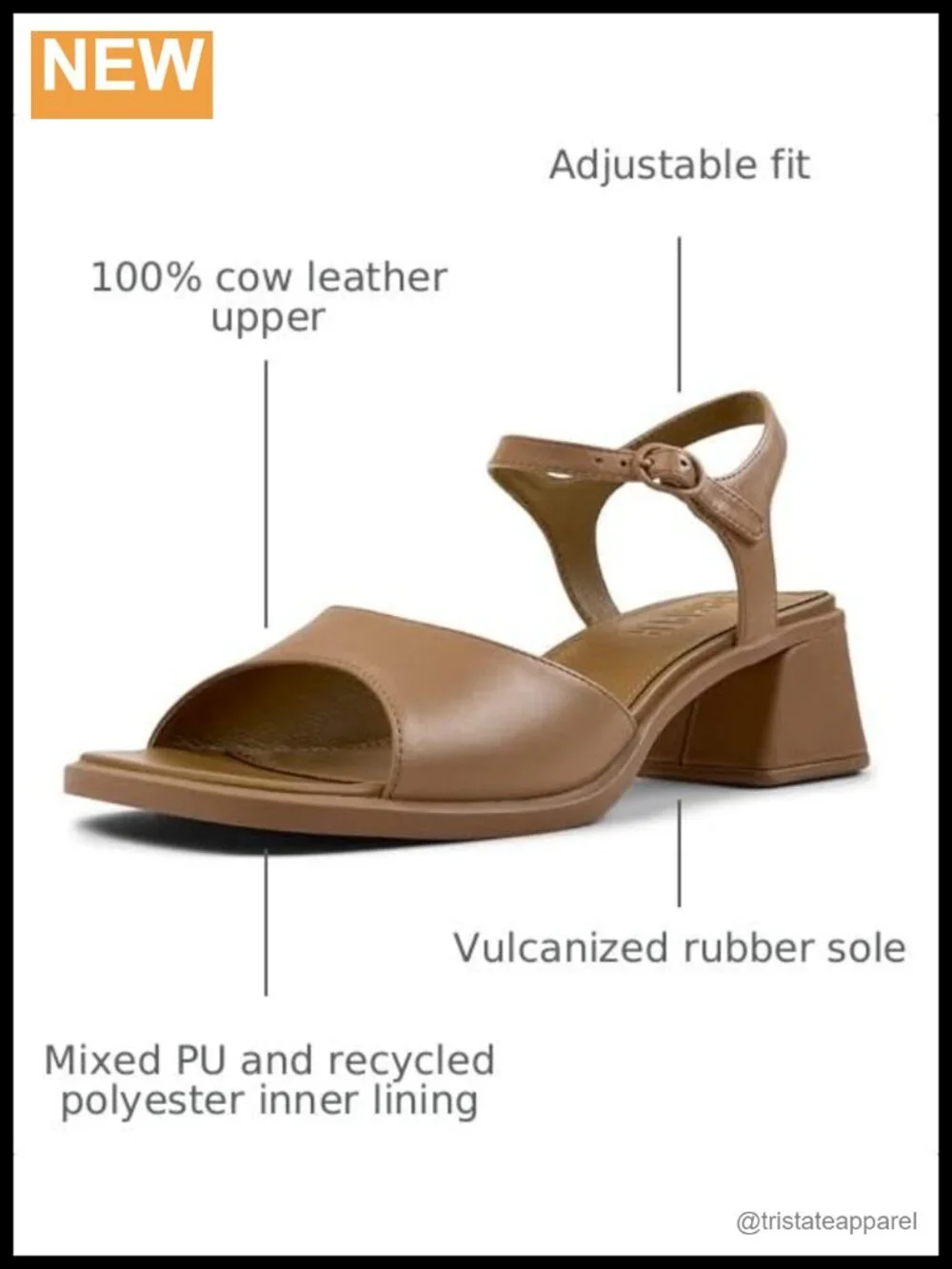 2-Strap Platform Sandal Leather Ankle Strap Block Heel